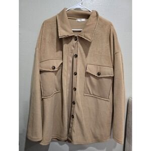 Blakeley Plus Size Shacket Tan 3xl